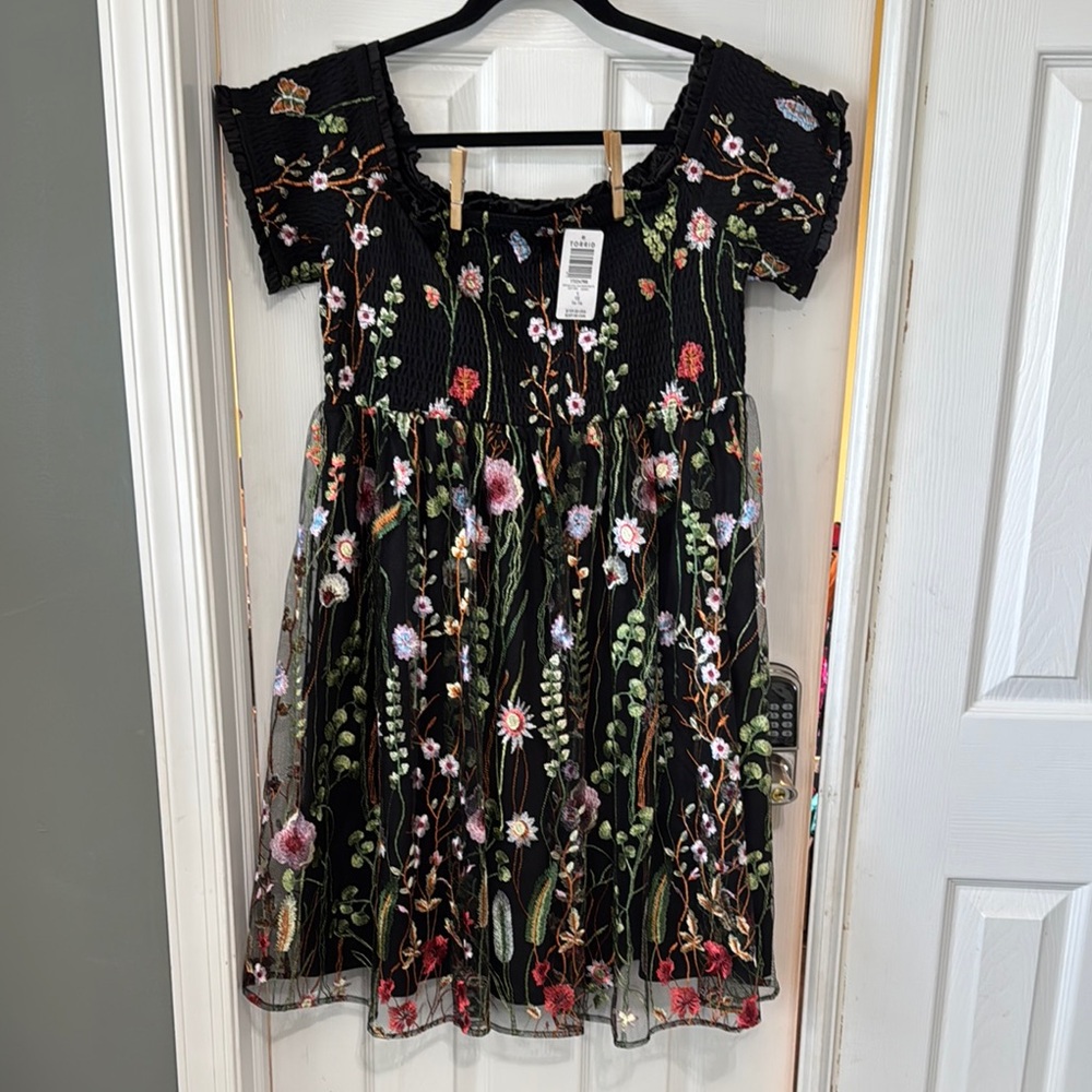 Torrid Pink and Red Flutter Sleeve Sundress
